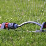 lawn sprinkler on green yard