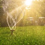 lawn sprinkler working