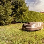 robot lawn mower working